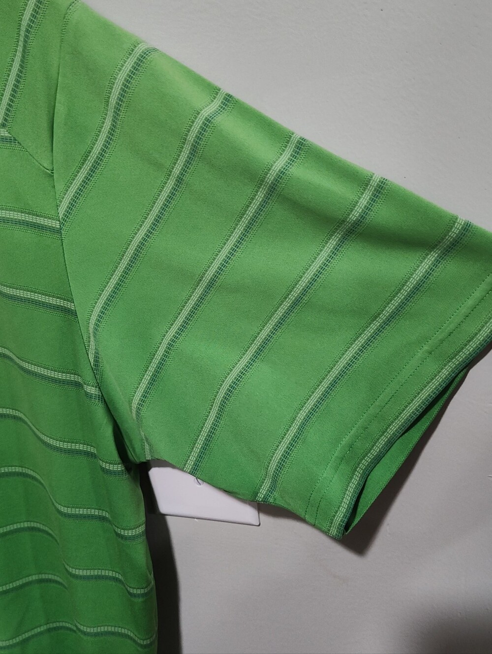 Adidas Climacool Short Sleeve Striped Golf Polo Shirt Green Men's Size Large - Picture 3 of 8